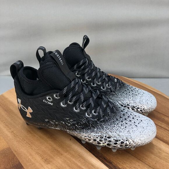 Under Armour‎ Clone 2.0 MC Lacrosse Cleats Womens 9 Black White Performance - Picture 1 of 7